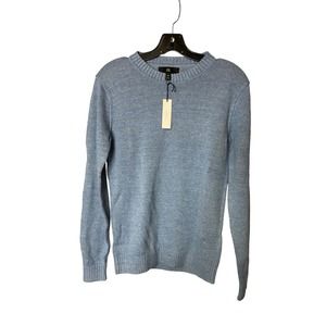 NWT Banana Republic Linen Blend Sweater XS Blue Crewneck Knit Minimalist Modern